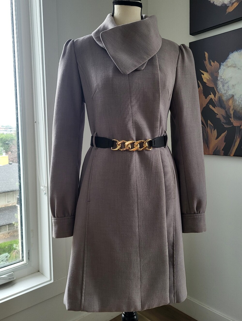 Vintage H&M Grey Coat with Sculpted Neckline
